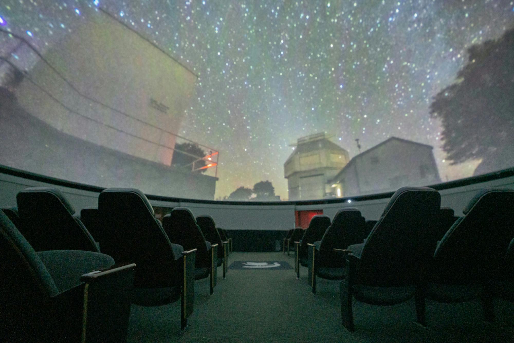 The view from an observatory near Tuscon, Arizona is stretched across the dome of MSU's Abrams Planetarium on Friday, Feb. 10, 2023. Planetarium director Shannon Schmoll demonstrated different levels of night sky visibility and how visibility is affected by night pollution.