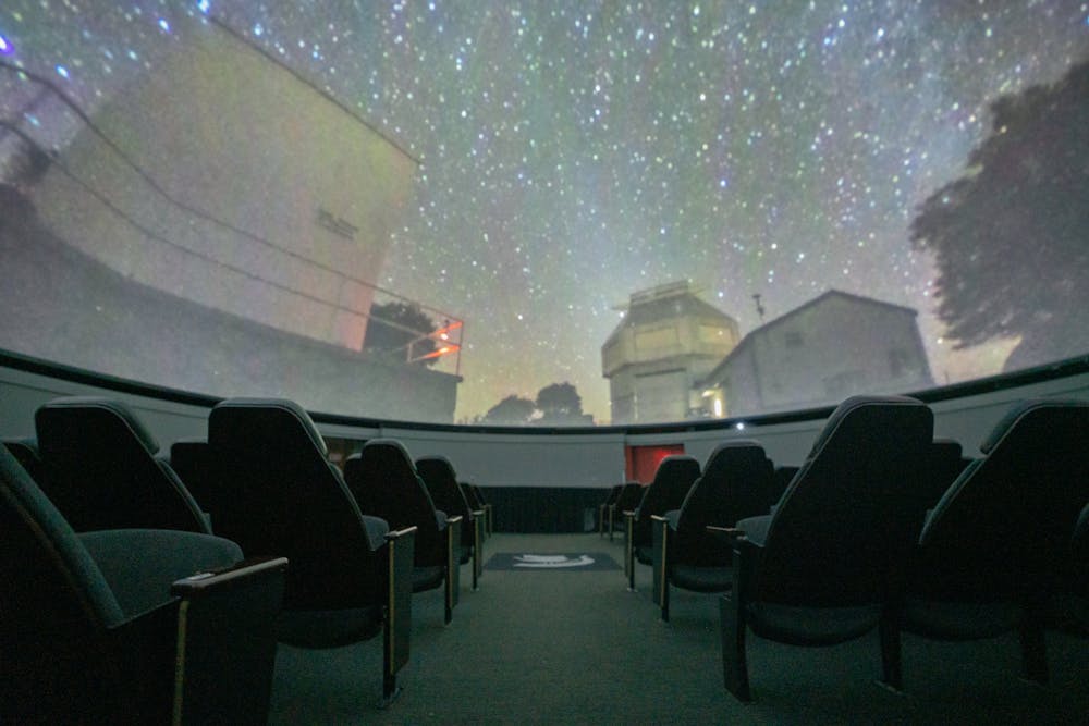 The view from an observatory near Tuscon, Arizona is stretched across the dome of MSU's Abrams Planetarium on Friday, Feb. 10, 2023. Planetarium director Shannon Schmoll demonstrated different levels of night sky visibility and how visibility is affected by night pollution.