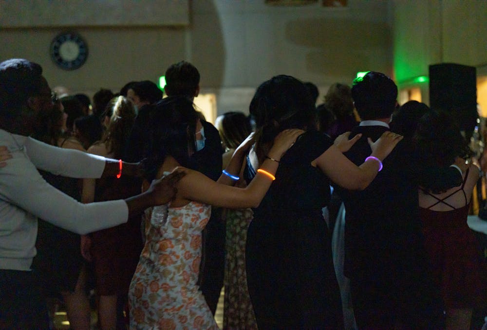 <p>During the Honors College ball, the students started a conga line on the dance floor. Shot Feb. 19, 2022.</p>