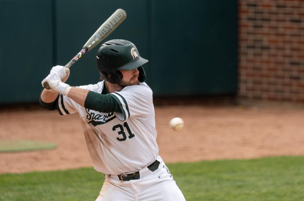 <p>Michigan State graduate catcher Caleb Berry (31) lets the ball fly past him at McLane Stadium on April 19, 2025.</p>