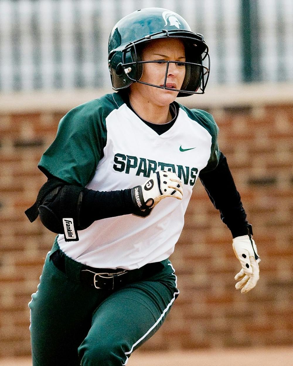 	<p>Junior outfielder Kylene Hopkins heads for first base after batting March 29, 2012,  when Michigan State faced Butler at Secchia Stadium. The Spartans lost to the Bulldogs 8-1. <span class="caps">MSU</span> travels to Tempe, Ariz., for the Littlewood Classic this weekend. State News File Photo</p>