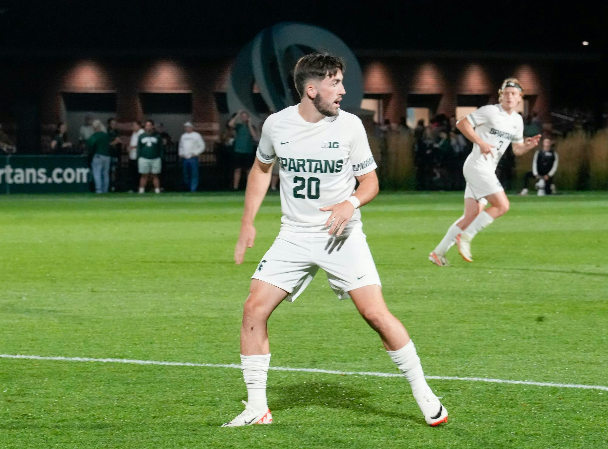 Midfielder Sean Kerrigan during the game against Indiana University at DeMartin Soccer Field on Sept. 22, 2023.