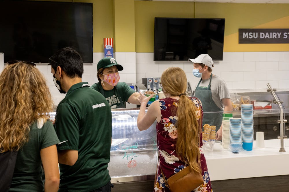 <p>Customers flocked to campus for some of the nation&#x27;s best ice cream during the MSU Dairy Store&#x27;s re-opening weekend. Shot on August 15th, 2021.</p>