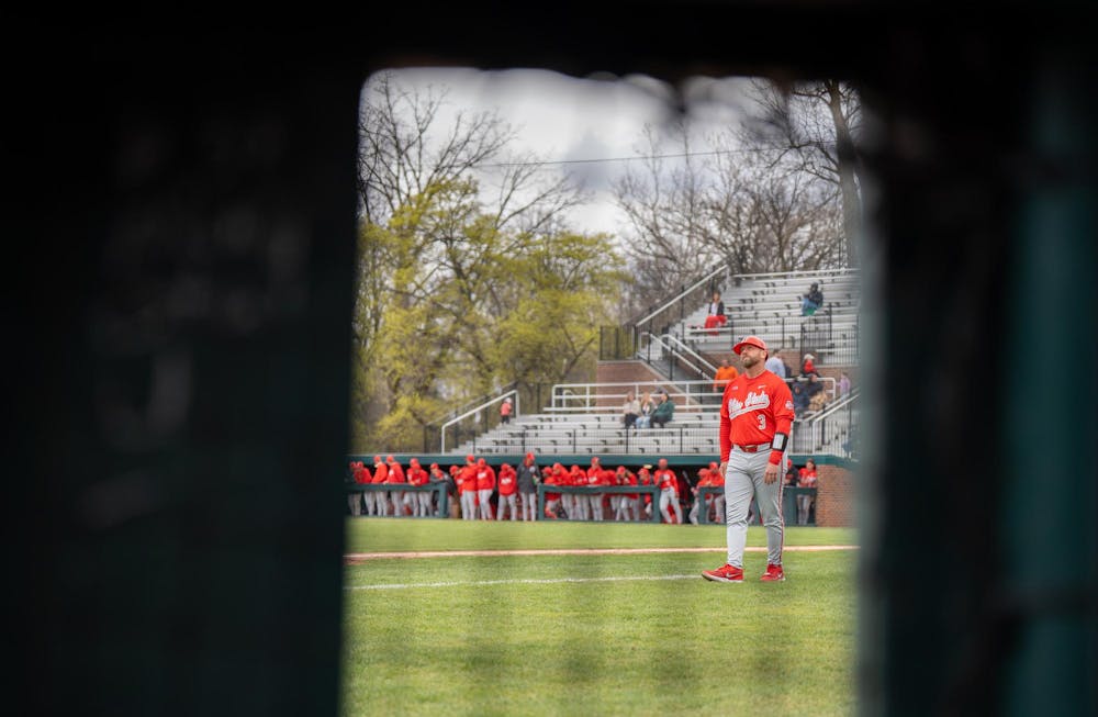 <p>Ohio State head coach Justin Haire (3) at McLane Stadium on April 19, 2025.</p>