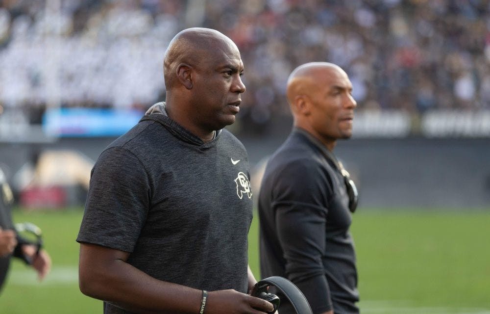 Colorado coach Mel Tucker watches the action from the sideline during the game against the University of Arizona at Folsom Field. Oct. 5, 2019. Photo by Kevin Wu / CU Independent. Photo courtesy CU Independent.