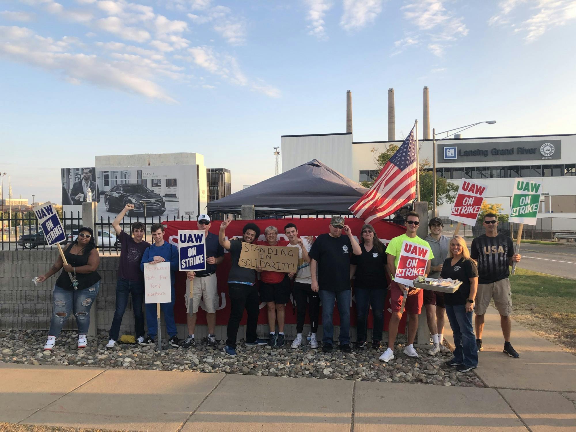 <p>COURTESY: Spartans for Sanders at the UAW Strike on Sept. 22, 2019. </p>