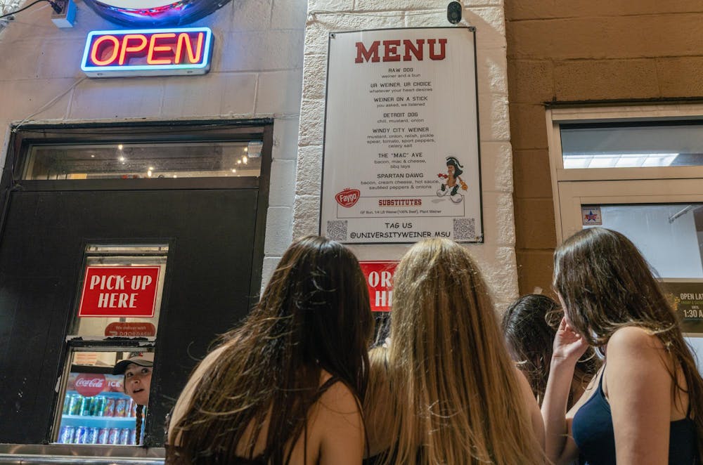<p>A group of Michigan State University students place their order at University Weiner in East Lansing, MI on April 17, 2026.</p>
