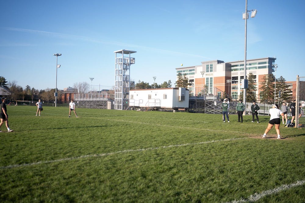 <p>Michigan State University’s Intramural Coed softball league plays a game on April 15, 2024, at the Munn Field. </p>