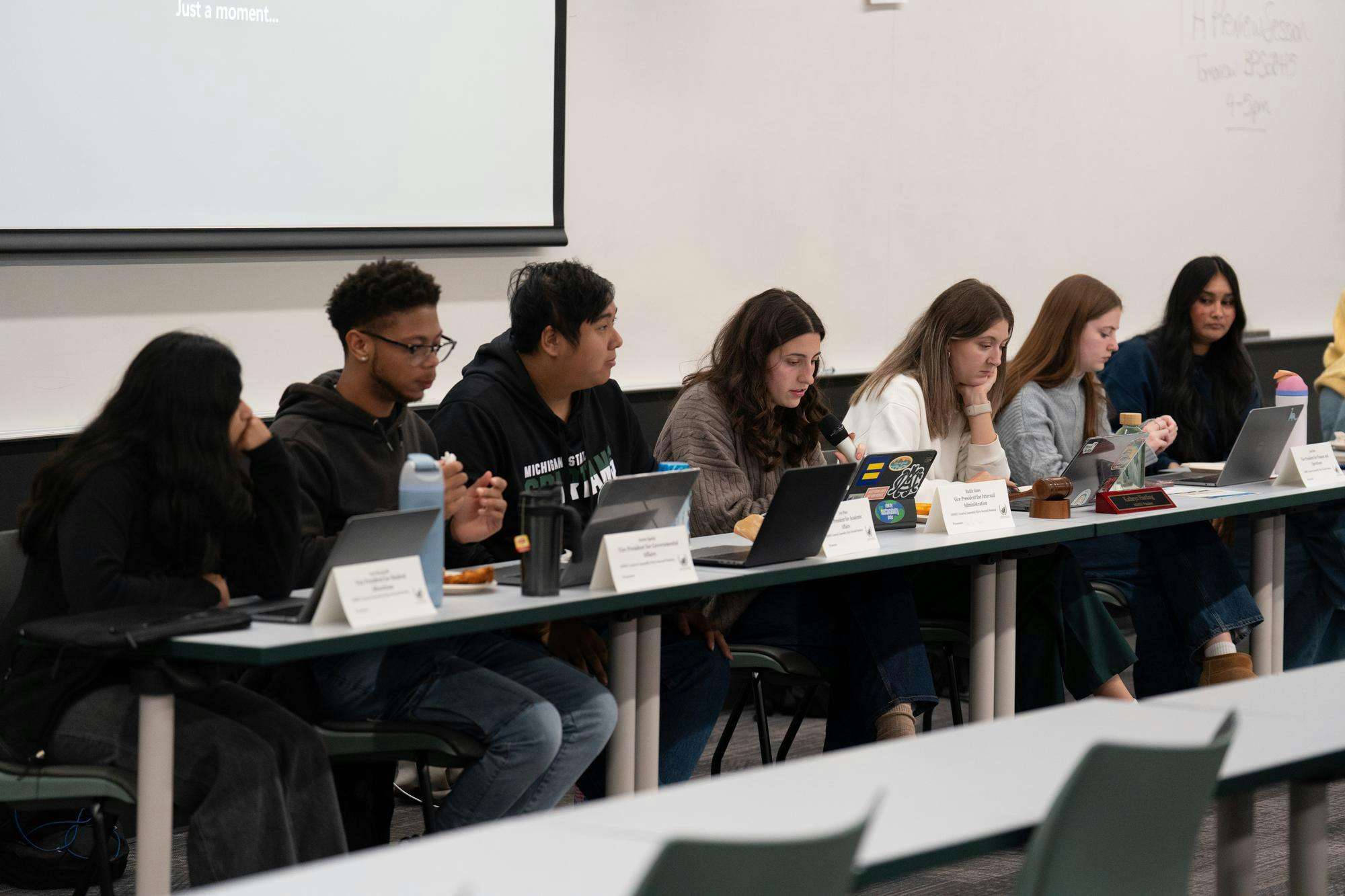 The Associated Students of Michigan State University (ASMSU) General Assembly meets at the International Center in East Lansing, Mich., on Oct. 10, 2025.