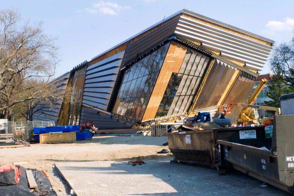 Construction work continues on the Eli and Edythe Broad Art Museum while a virtual rendering of the facility recently launched. Isabella Shaya/The State News