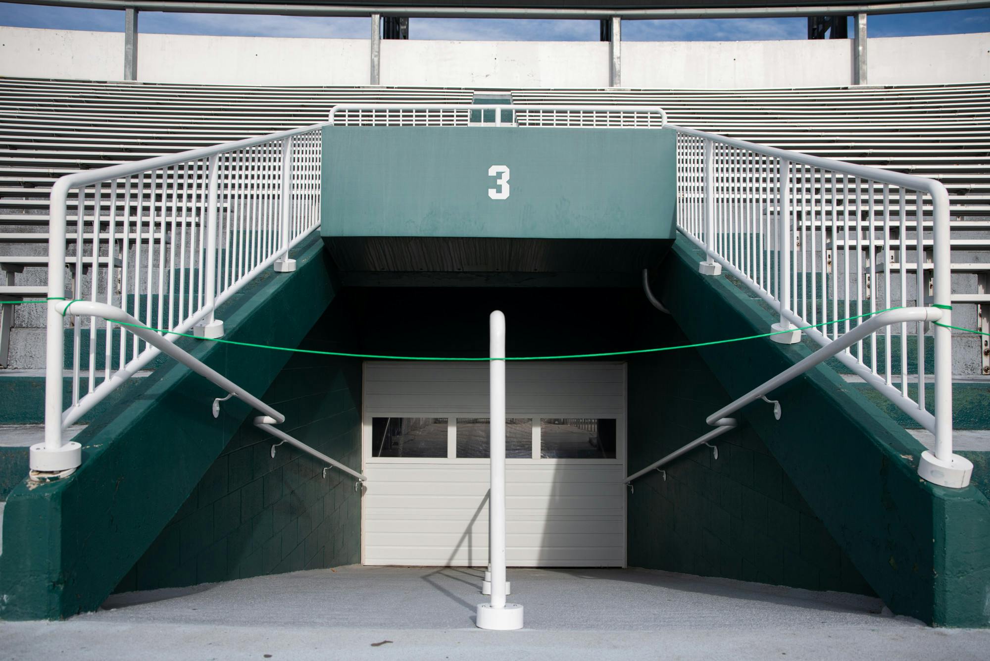 <p>Gate 3, like others in Spartan Stadium, is shut during a football game against Indiana University at Spartan Stadium on Nov. 14, 2020, due to COVID-19 measures.</p>