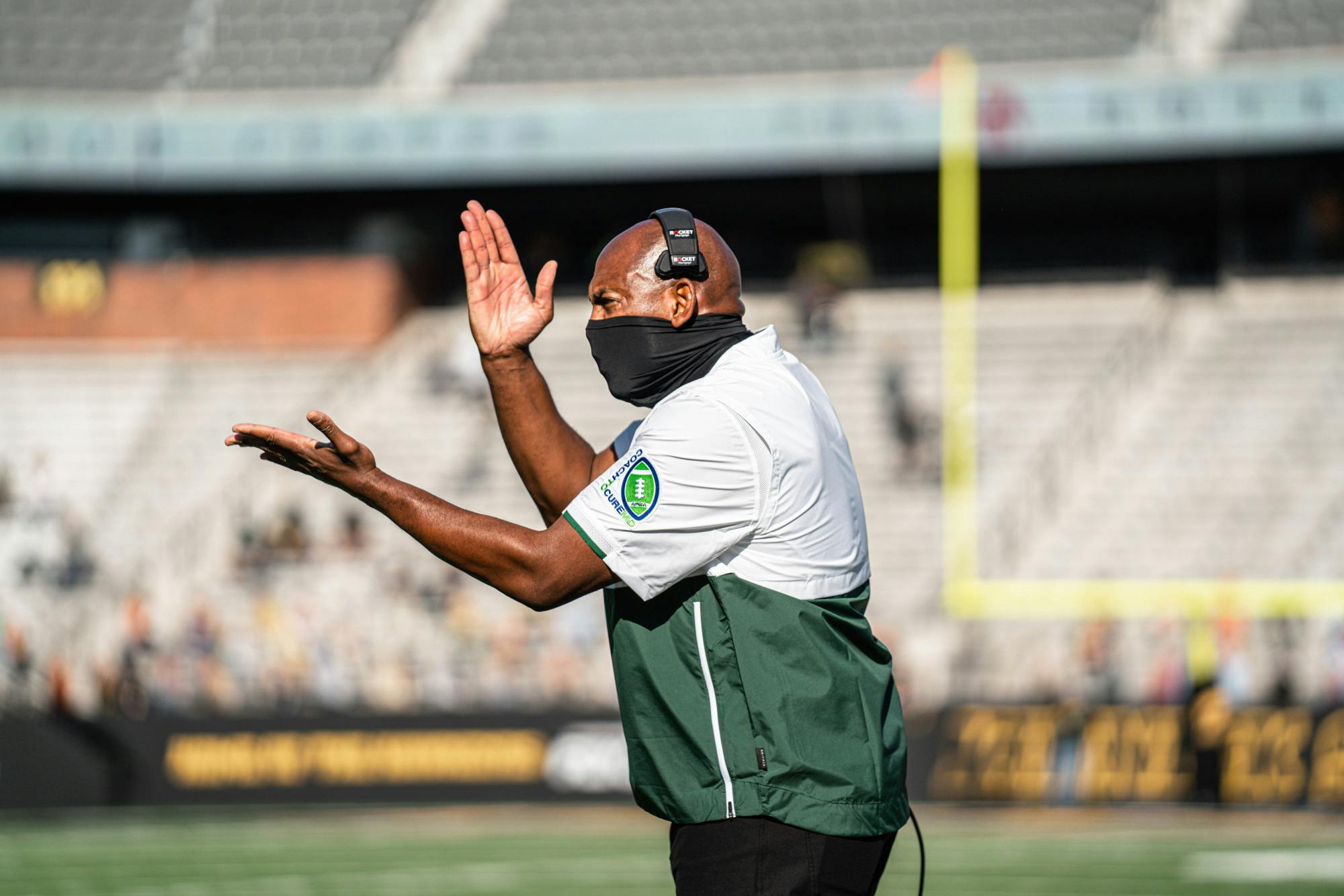 <p>Michigan State head football coach Mel Tucker at the Spartans&#x27; game against Iowa on Nov. 7, 2020. Photo Courtesy of MSU Athletic Communications.</p>
