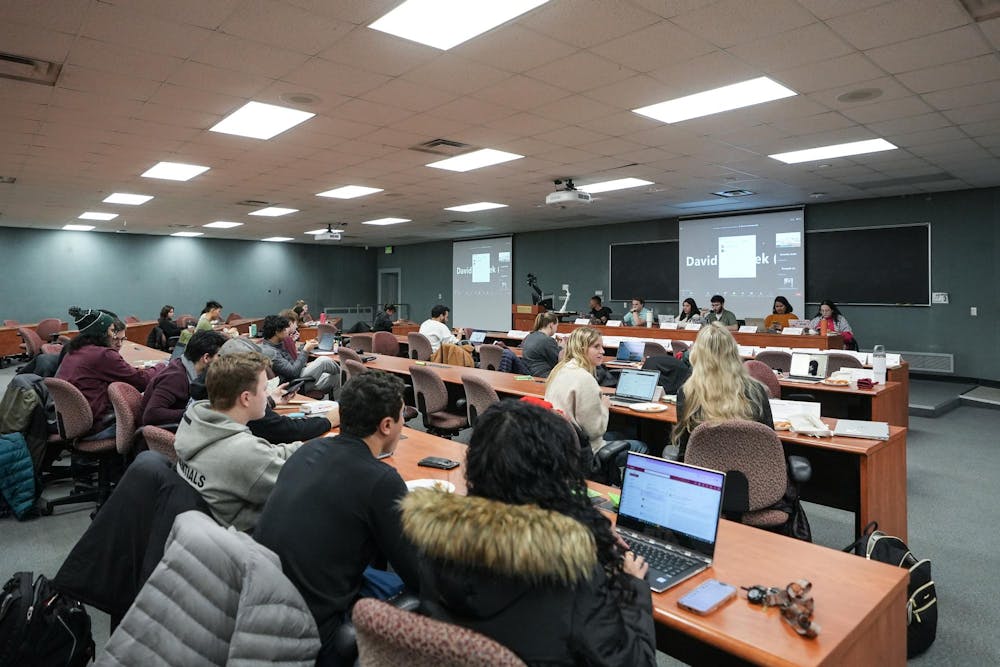 <p>Student representatives at an ASMSU meeting rat the International Center on Jan. 18, 2024.</p>