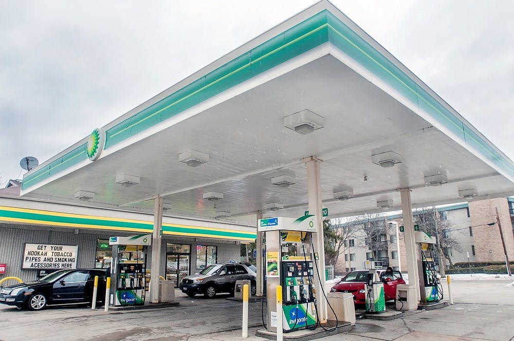 	<p>The BP gas station, 504 Michigan Ave., pictured Feb. 11, 2013. Developers are proposing to tear down the gas station to make room for a new apartment complex. </p>