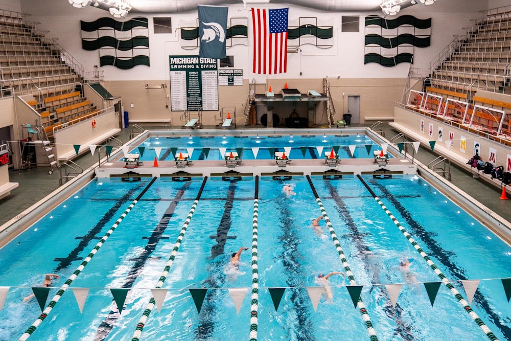 Members of the Michigan State Swim Club practice at the IM West Fitness Center on Michigan State University’s campus in East Lansing, Mich., on Tuesday, May 7, 2026.