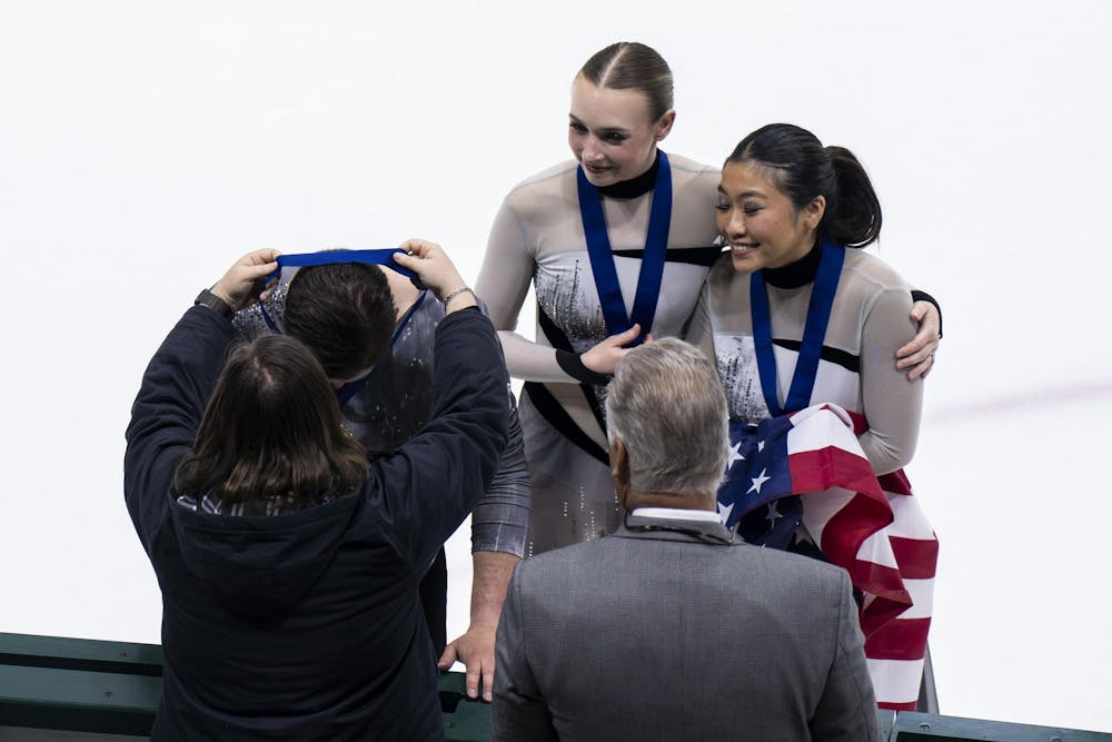 Forte of Boston senior team wins first place for the Nations and Gold Cup in the Theater on Ice 2026 competition at the Munn Ice Arena in East Lansing, Mich., on April 26, 2026. 