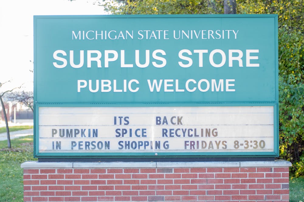 <p>Entrance to the MSU Surplus Store on Farm Lane, photographed on November 22nd, 2021. </p>