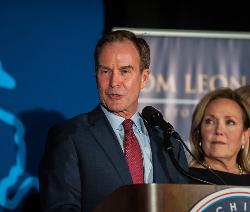 Republican gubernatorial candidate Bill Schuette and running mate Lisa Lyons concede the election to Gretchen Whitmer Nov. 6 at the Lansing Center. 