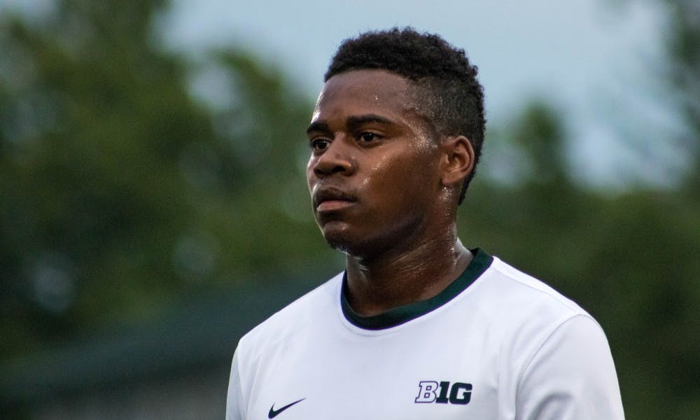 Senior forward DeJuan Jones (6) on the field during the game at DeMartin Stadium on Aug. 24, 2018. Jones in one of three captains this season. The Spartans defeated the Bulls 1-0.