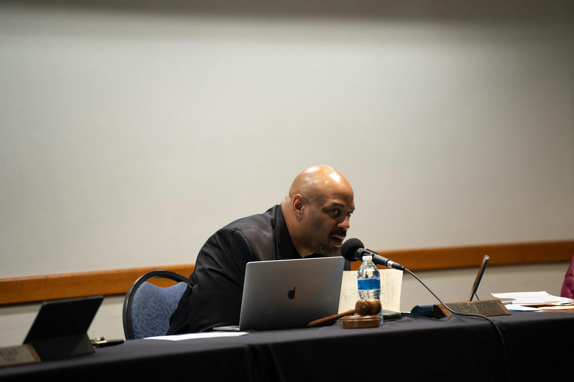 Mayor Ron Bacon during the East Lansing City Council meeting, held at the Hannah Community Center on January 10, 2022. 