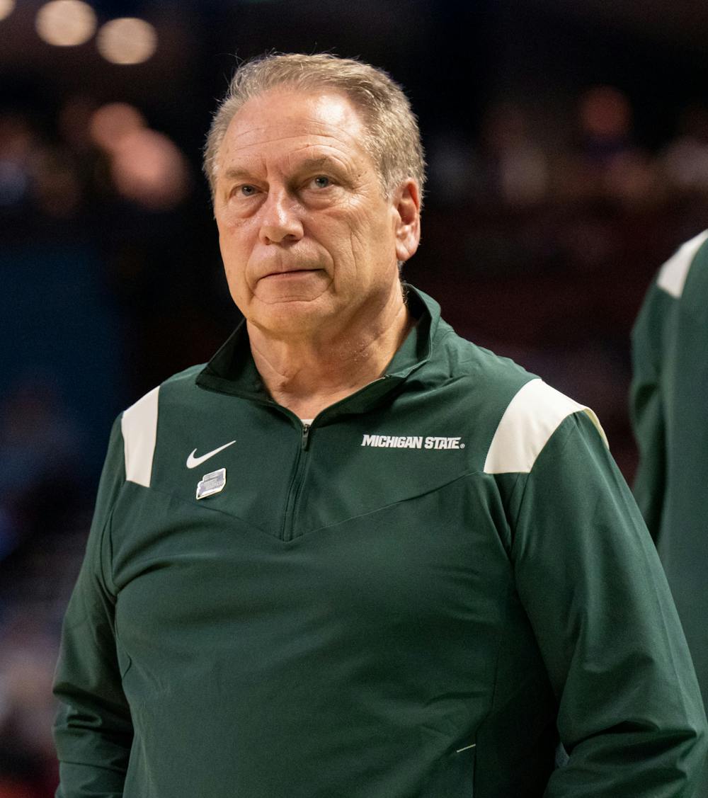 <p>Head Coach Tom Izzo walks back towards the bench during Michigan State&#x27;s win over the Davidson Wildcats on March 18, 2022.</p>