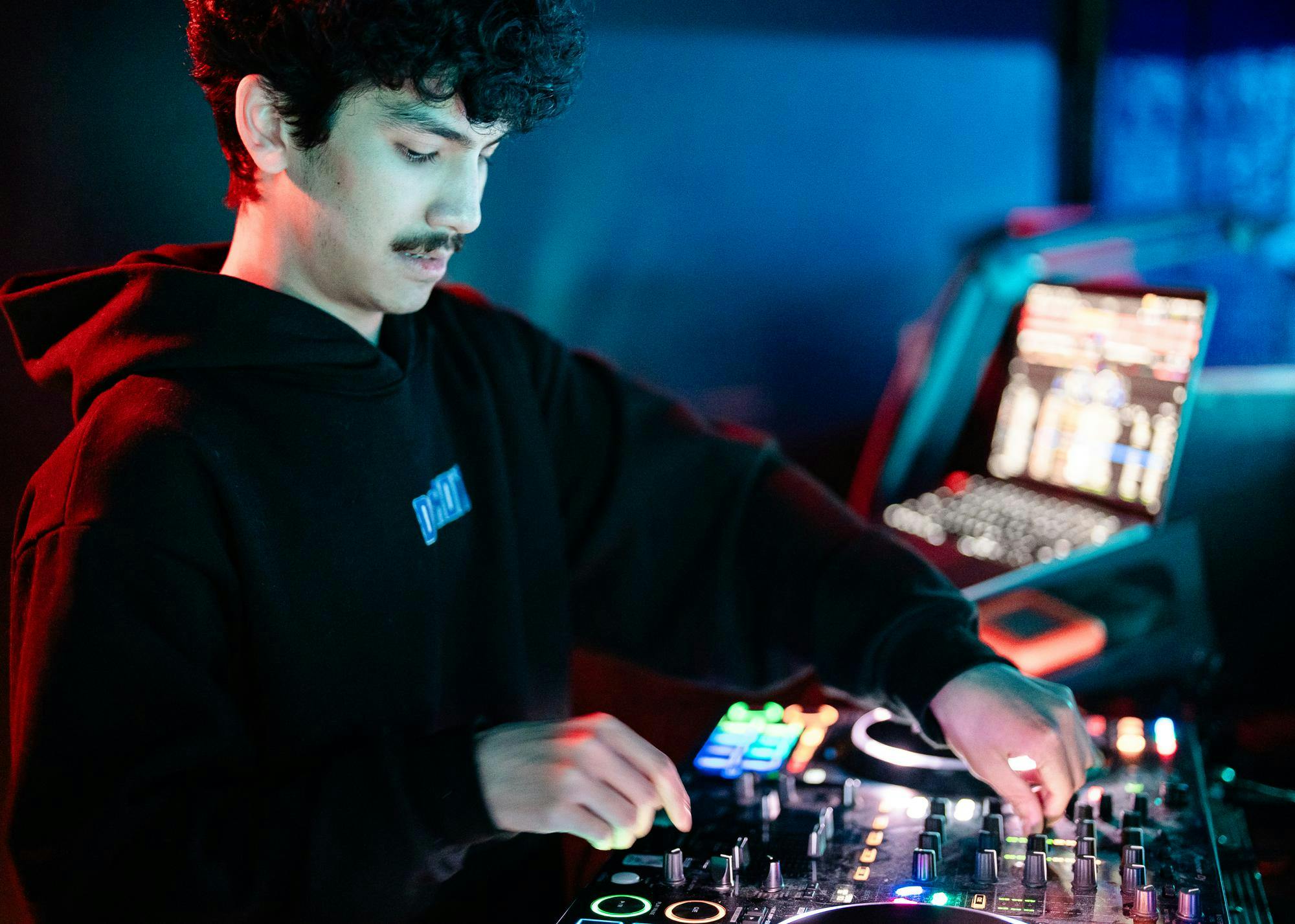 DJ Zada plays a House set at Rick's American Cafe in East Lansing, Michigan on April 23, 2024. 