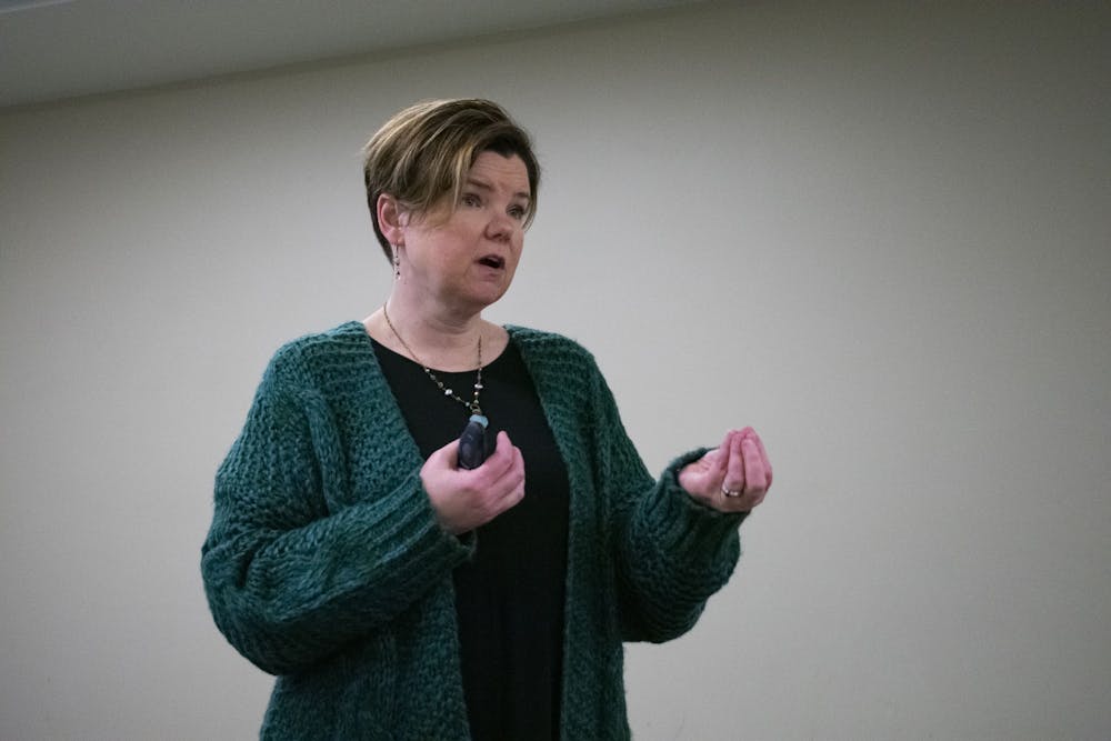 <p>The presentation was led by RVSM advisor Dr. Rebecca Campbell in the Lake Huron Room. The Know More Campus Climate Survey Lunch and Learn was hosted on Feb. 4, 2020 at the MSU Union. </p>