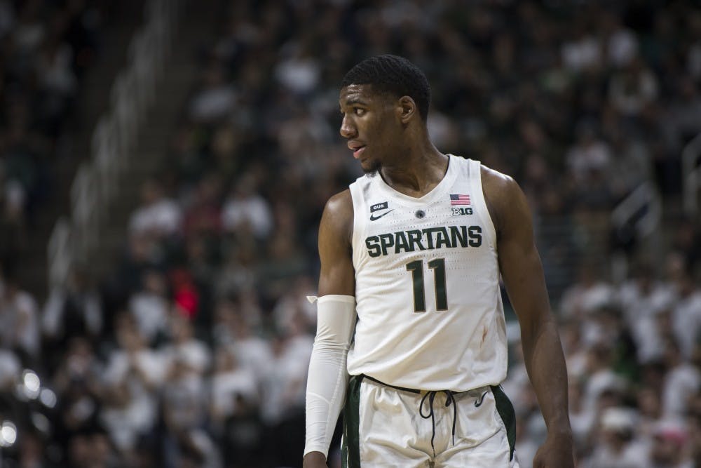 <p>Then-freshman forward Aaron Henry (11) looks on during the men&#x27;s basketball game against Indiana on Feb. 2, 2019, at Breslin Center. Michigan State lost to Indiana in overtime, 79-75. Nic Antaya/The State News</p>