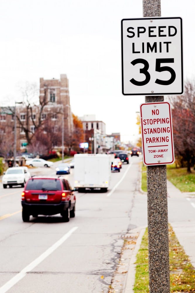 The speed limit was recently raised on Grand River between Frandor Shopping Center and Michigan Ave. recently because the city did not follow Michigan Department of Transportation recommendations when initially setting the speed limit. Matt Hallowell/The State News