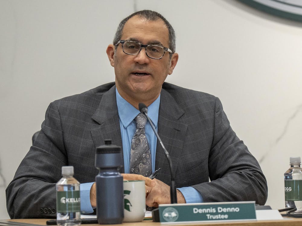 Michigan State University Trustee Dennis Denno addresses the Board at the first meeting of 2026 at Hannah Administration Building in East Lansing, Michigan on Friday, Feb. 6, 2026. 