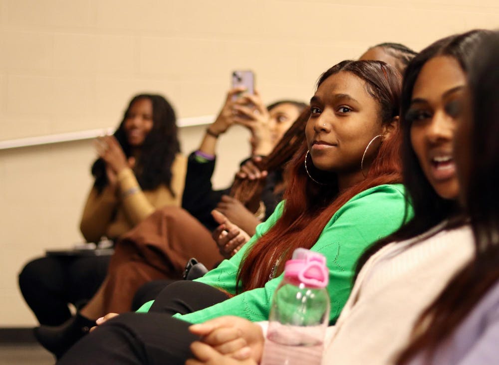 Students associated with MSU's chapter of NAACP encourage their peers to share their thoughts in a safe space. NAACP hosted a Town Hall meeting at Bessey Hall on Oct. 26 to discuss the recent racial incidents occurring on campus. 