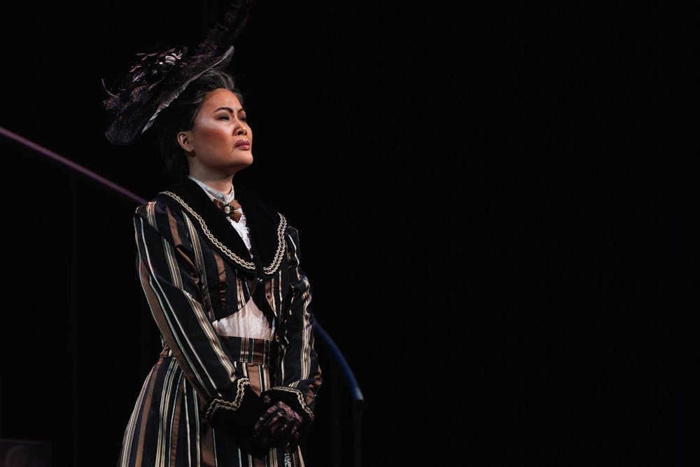 A performer presents ‘Puccini and Rossini: Operas of Consequence and Comedy’ at the Fairchild Theatre in East Lansing, Michigan, on March 25, 2026