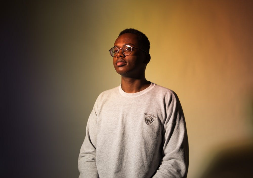 Social relations and policy sophomore Baraka Macharia poses under studio lights on Feb. 12, 2019.