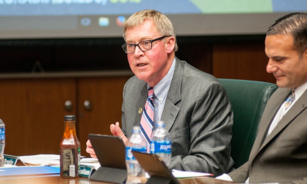 Chairman Brian Breslin speaks during the Board of Trustees meeting on Oct. 27, 2017 at the Hannah Administration Building.