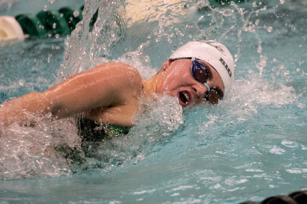 Sophomore Kendall Goit swims during the meet against Cleveland State Jan. 24, 2020 at McCaffree Pool. The Spartans defeated the Vikings, 163.5-135.5.
