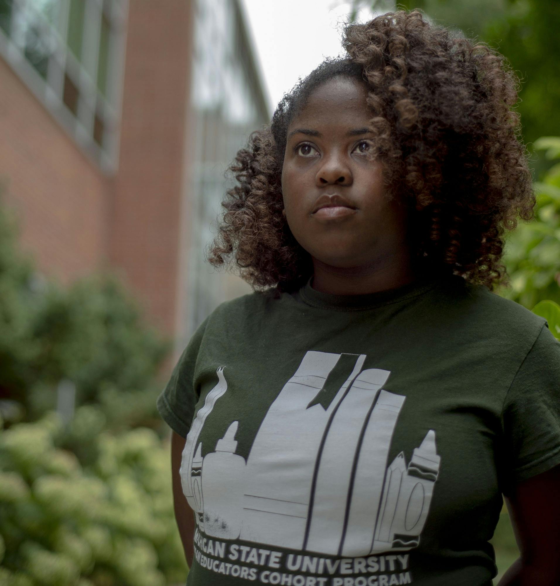 Mathematics senior Miracle Chatman stands for a portrait on Sept. 12, 2019 outside of the Student Services building. 