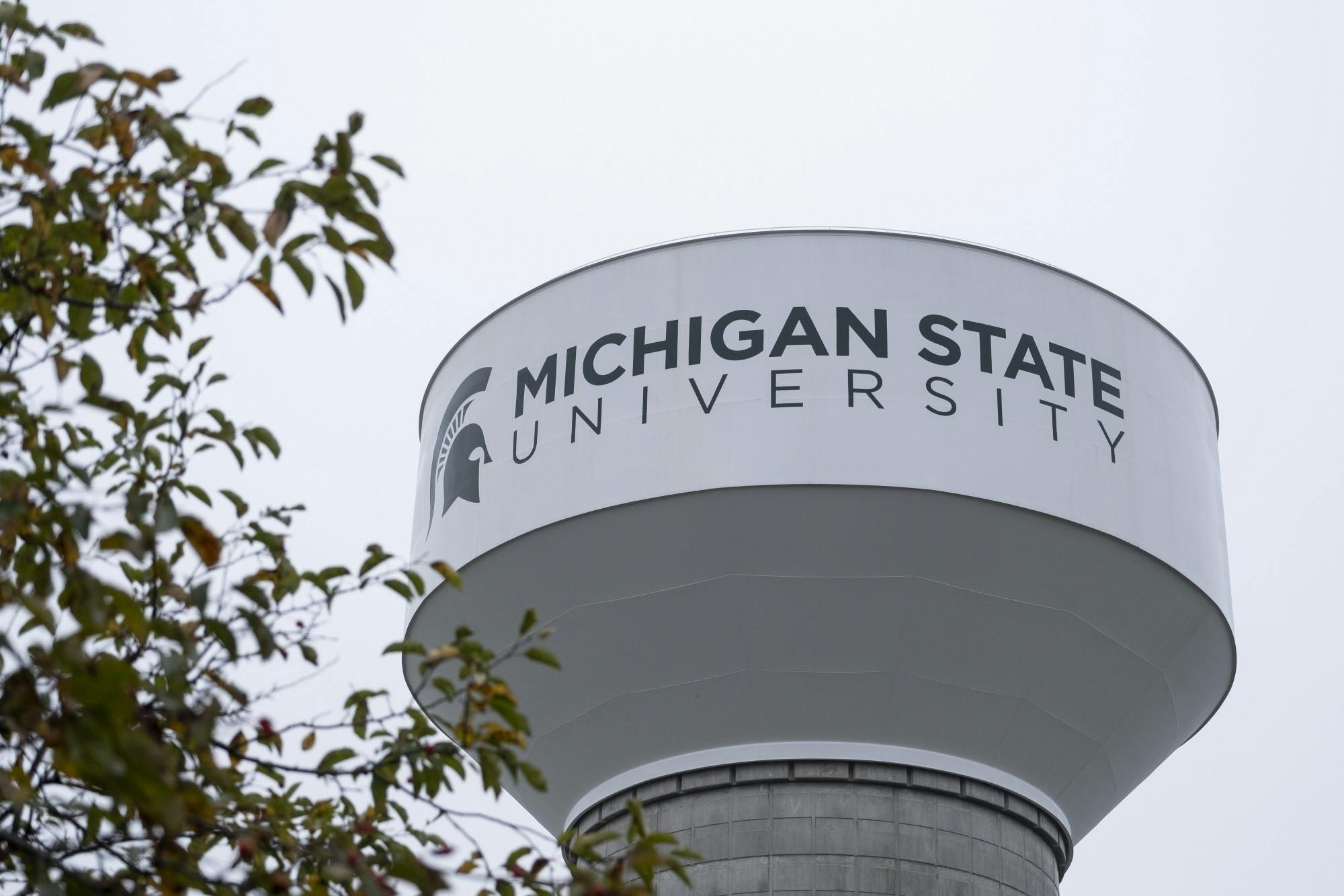 The MSU water tower at the water processing plant on MSU's campus on October 7, 2021.