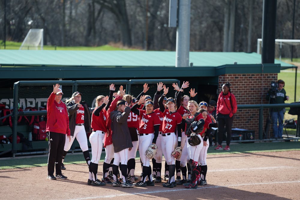 <p>Nebraska&#x27;s whole team waving at Michigan State&#x27;s directly after winning the third and final game of the series between them. Spartans lost 5-4 against Nebraska, on April 10, 2022.</p>