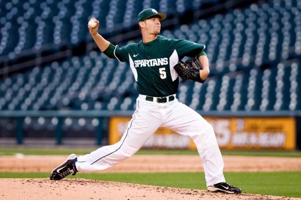 	<p>Sophomore pitcher Andrew Waszak throws a pitch April 20 at Comerica Park in Detroit. Waszak allowed one run in seven innings to record his third win of the season in the Spartans’ 3-1 victory over Central Michigan. </p>