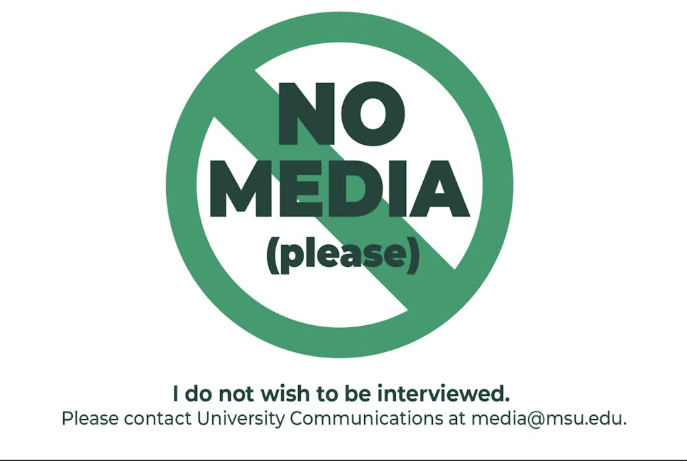 Visual of Michigan State's "No Media" signs.