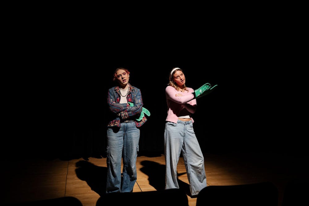 <p>Student performers act out a scene during the MSU Roial Players Sketch Comedy Show at the RCAH Theatre in Snyder-Phillips Hall on April 6, 2025. The student-written and directed show, featuring improv actors from the Roial Players, ran April 4–6.</p>