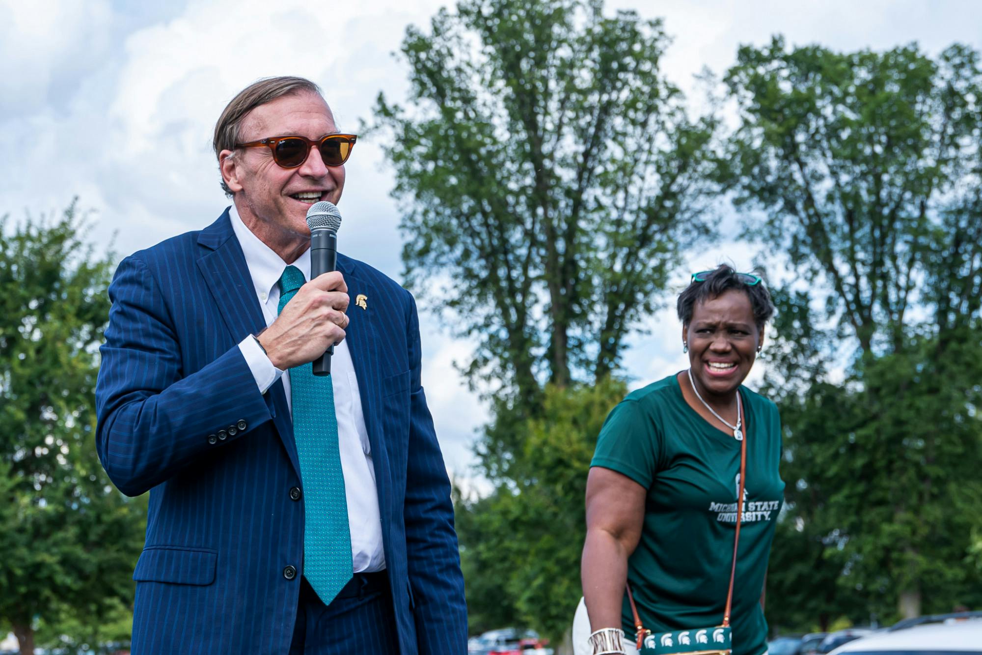 President Stanley speaks at Sparticipation on Aug. 30, 2021.