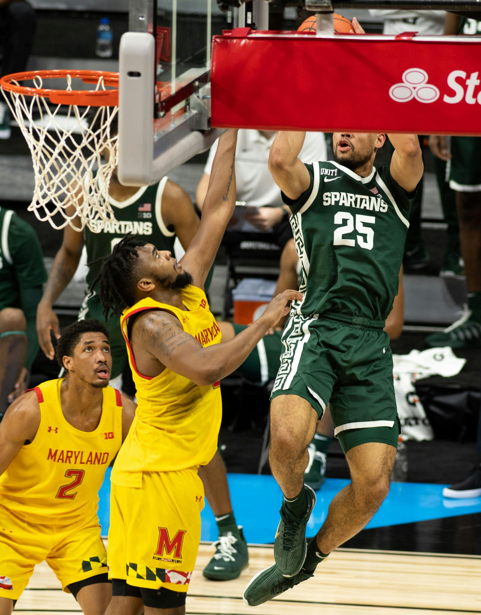 <p>MSU forward Malik Hall, 25, takes a shot in the Big Ten basketball tournament during a game against Maryland on March 11, 2020.</p>