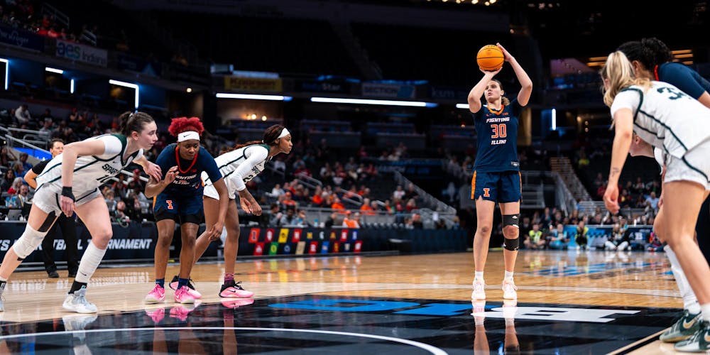 Illinois Fr. F. Cearah Parchment (30), shoots a free throw in the Gainbridge Fieldhouse in Indianapolis, IN on March 5, 2026.