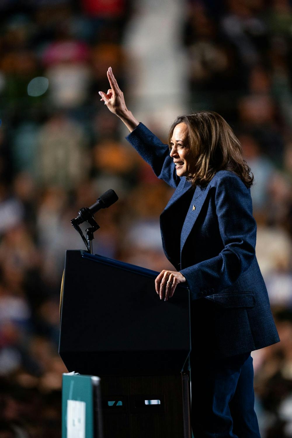 <p>Vice President Kamala Harris speaks at her presidential campaign rally on Michigan State University's campus in East Lansing, Michigan, on Nov. 3, 2024. Vice President Harris' rally at MSU demonstrates this election cycle's focus on young voters and battleground states like Michigan.</p>