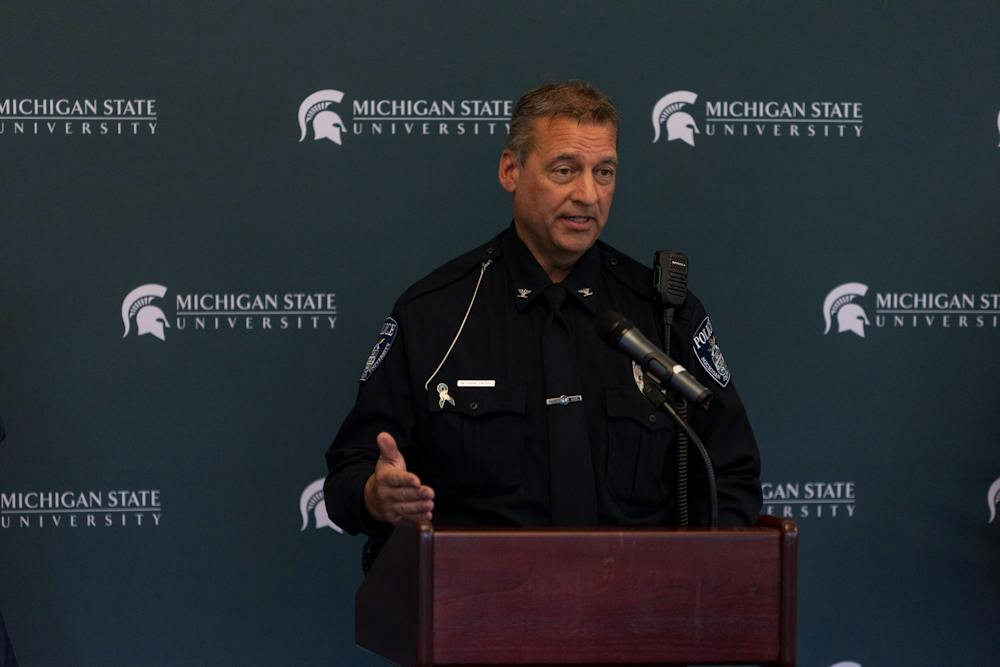 <p>Michigan State Chief of Police &amp; Executive Director of Public Safety Mike Yankowski speaks during the news conference for the widespread power outage at the Henry Center for Executive Development in East Lansing, Mich., on Monday, September 21, 2026.</p>