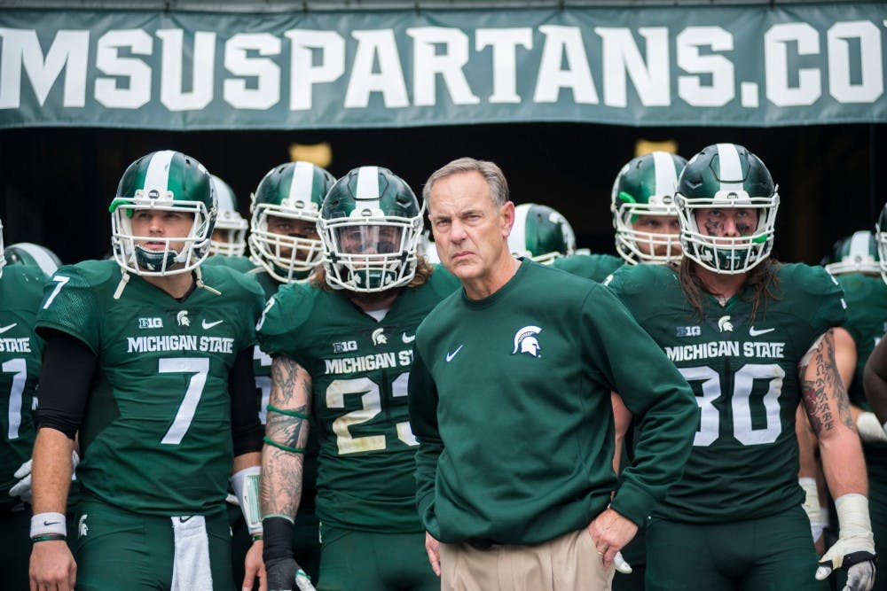 Head coach Mark Dantonio and the Spartans wait to run out of the tunnel during the game against the University of Michigan on Oct. 29, 2016 at Spartan Stadium. The Spartans were defeated by the Wolverines, 32-23.