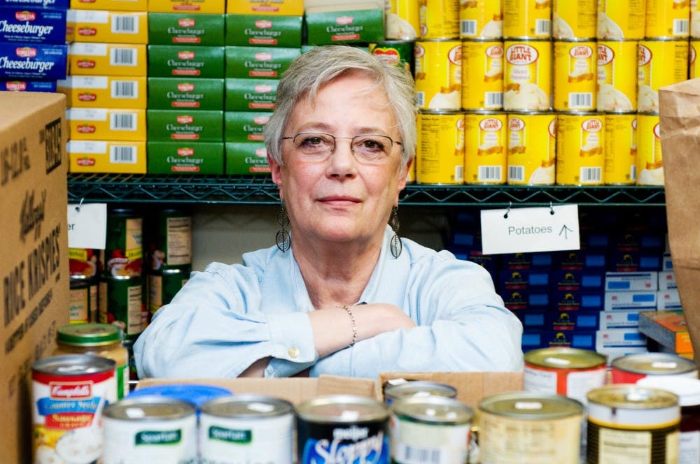 	<p>Haslett resident Sandy Waltzer stands in the food pantry of Haven House, 121 Whitehills Drive, a homeless shelter where she volunteers twice a week. Waltzer has been involved with the shelter for more than 14 years, first as a paid staff member and now as a volunteer. Donations from East Lansing’s annual food drive will go to Haven House. </p>