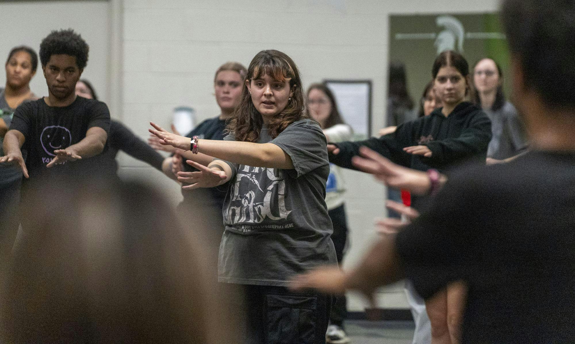 <p>Daebak Spartans learn a routine in Wonders Hall, in East Lansing, Mich., on Friday, Sept. 18, 2026.</p>