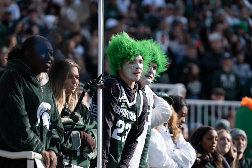 <p>Spartan fans sport their green and white as the Spartans faced off against the Buckeyes on Oct. 8, 2022.﻿</p>
